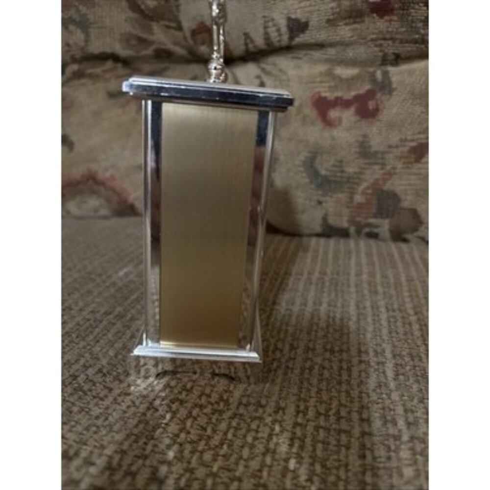 Bulova Quartz Carriage Clock Gold Tone Running AA Battery Black Face West German - Picture 6 of 7